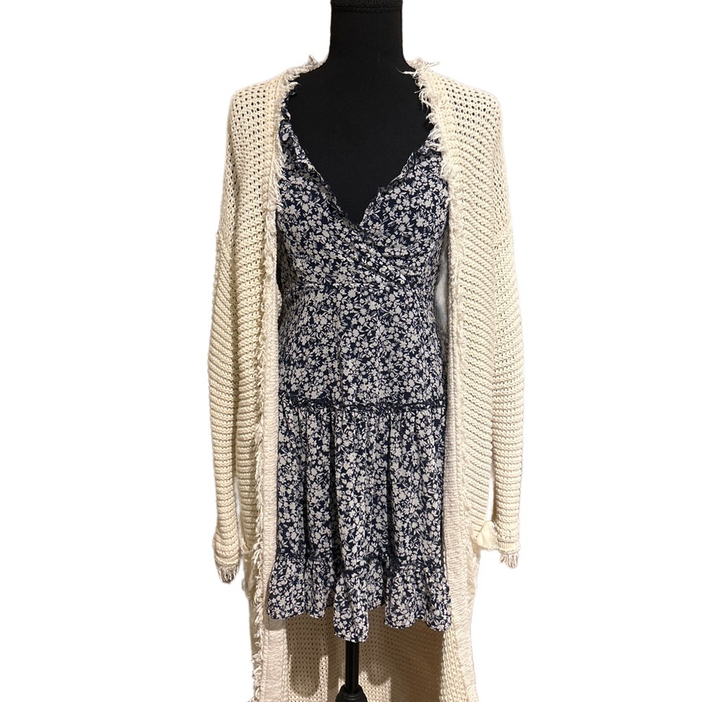 FREE PEOPLE Woodstock Longline Cardigan In Ivory - Picture 4 of 9